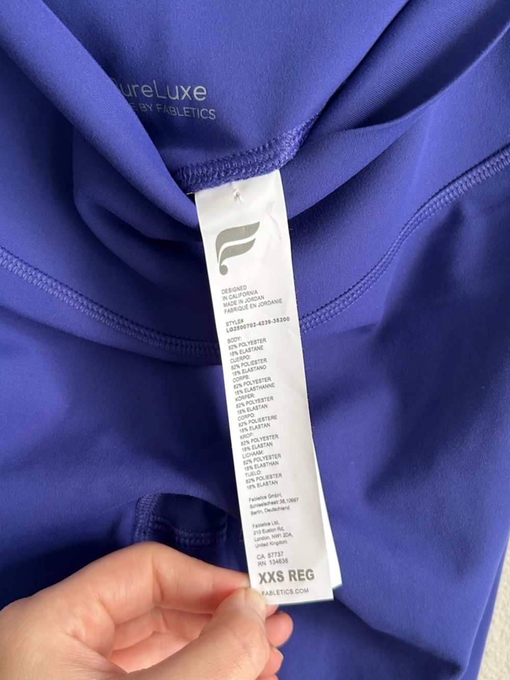 NWOT Fabletics The No-Seam PureLuxe TLC Legging Color Nightfall Purple Size XXS - Picture 13 of 13